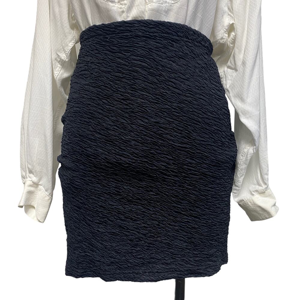 Vintage A Fashion Womens Size M Black Crinkle Mini Skirt